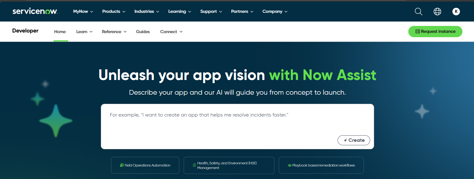 Request Developer Instance