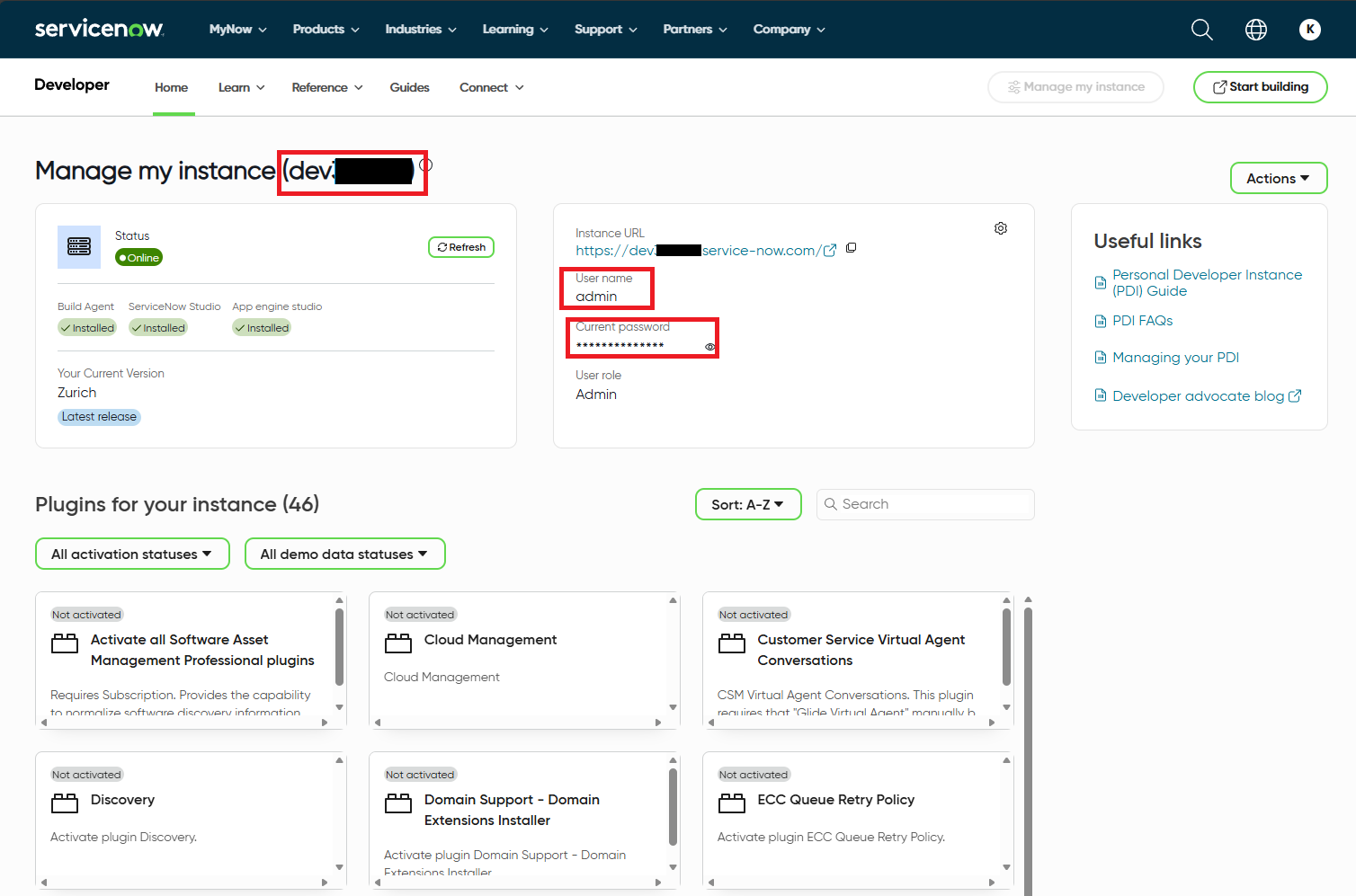 Request Developer Instance