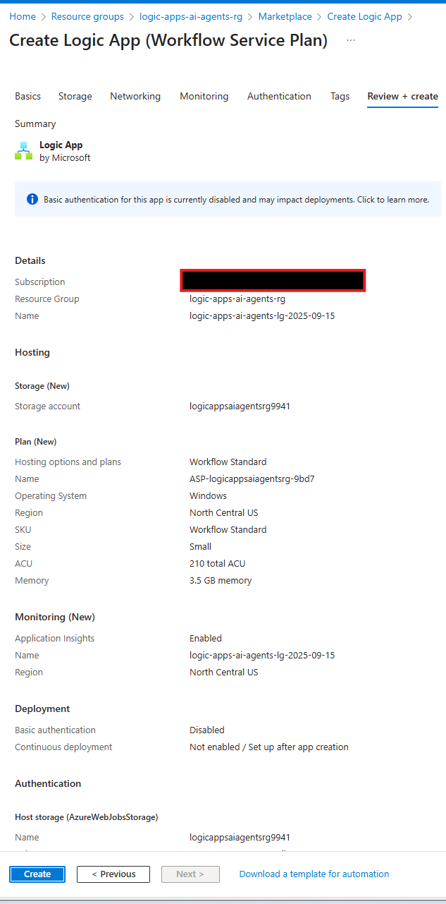 review configuration and create Review Configuration and Create