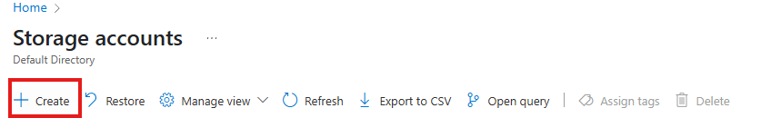 create new storage account Create New Storage Account