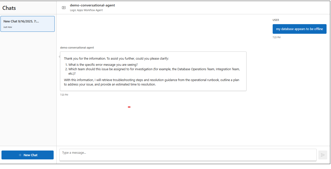 Agent Chat - Prompt 1 Issue Description