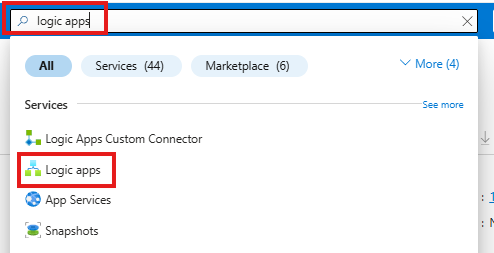 search and navigate to logics apps Search and Navigate to the Logic Apps Service
