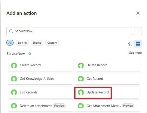 servicenow update action ServiceNow Update Action
