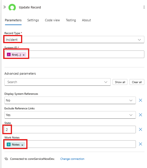 servicenow update action config ServiceNow Update Action Config
