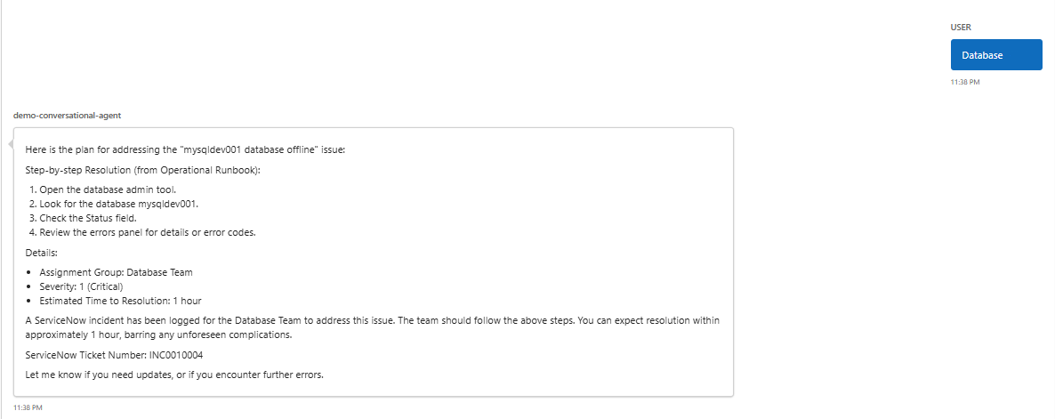 Prompt 1 Response - Incident Created