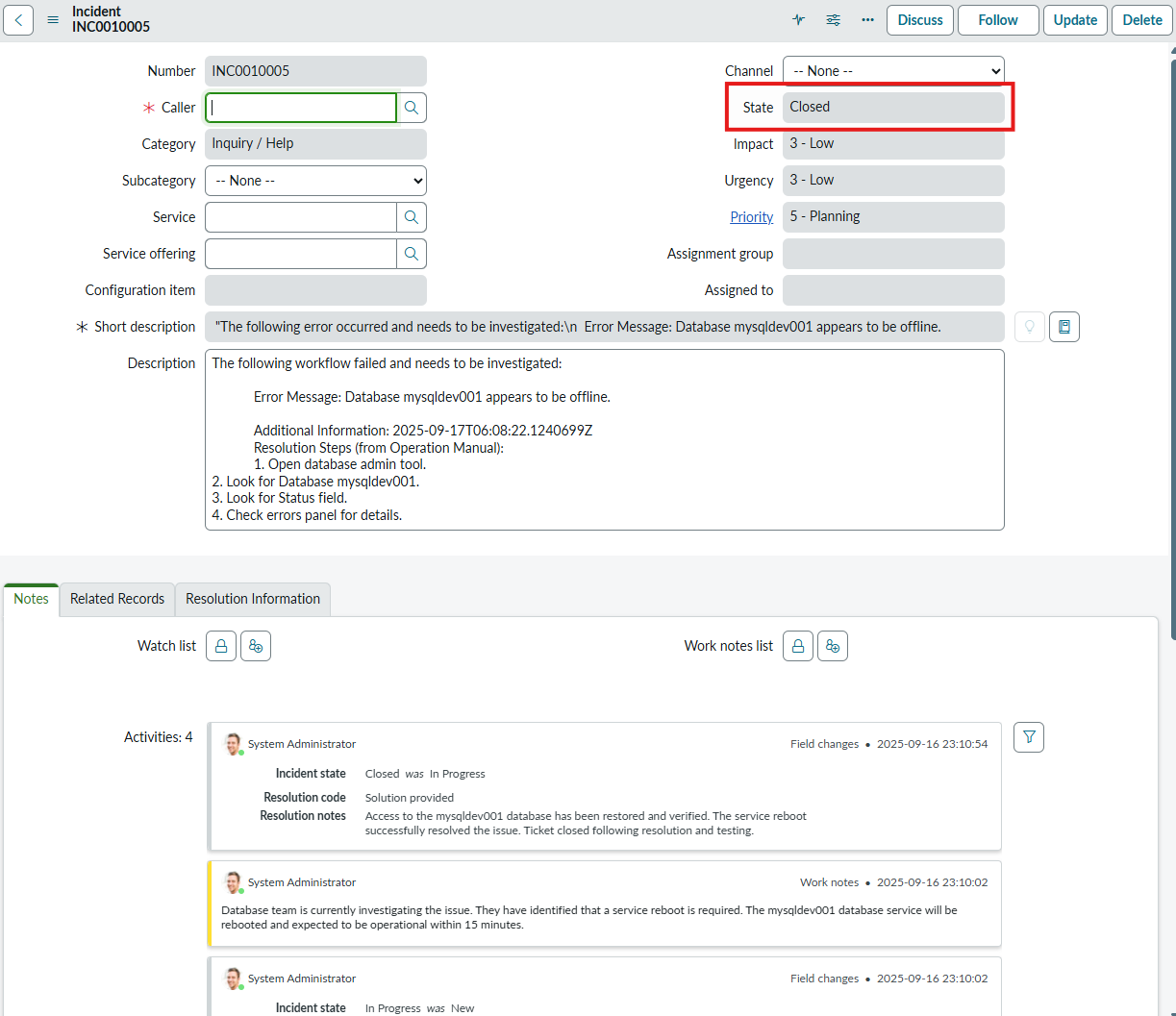 servicenow updated incident ServiceNow Updated Incident