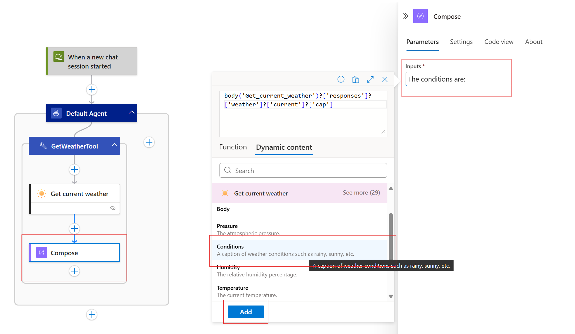 Adding compose action