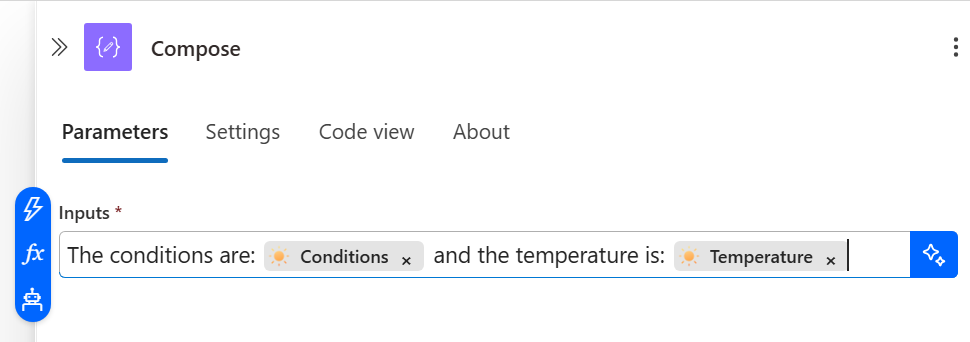 Finalizing the action input