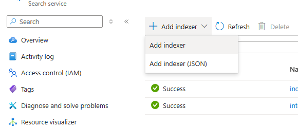 Screenshot of add indexer button.