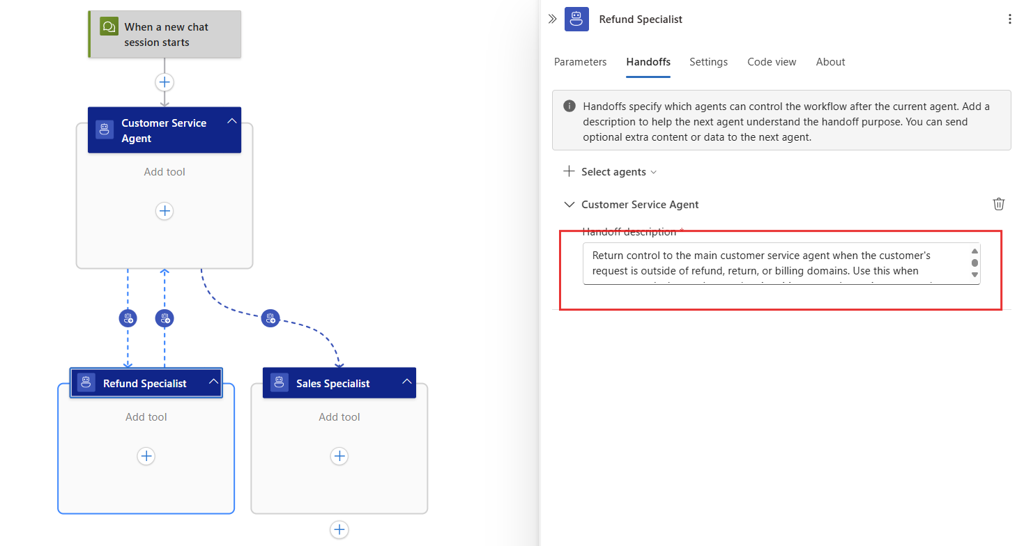 Add a descrition to retrun handoff