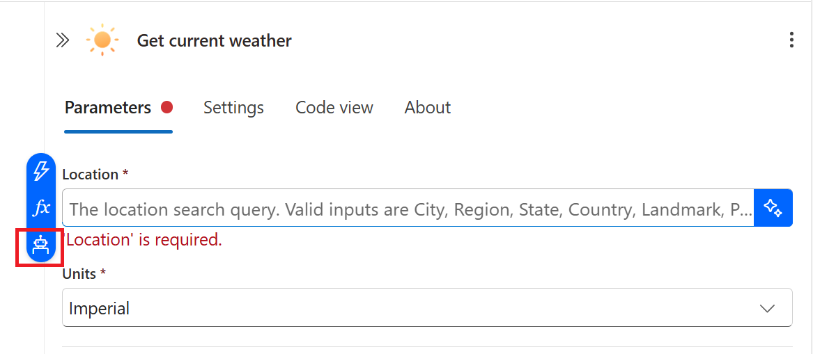 Screenshot shows agent parameter button.