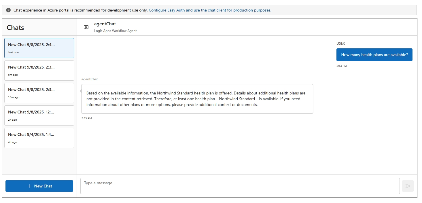 Screenshot of chat experience.