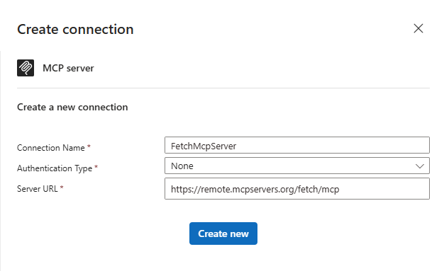 Screenshot shows configuring a BYO MCP server.