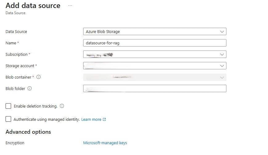 Screenshot showing create data source page.