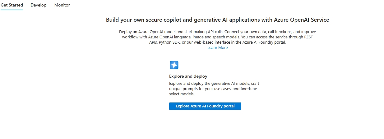 Screenshot of explore foundry portal button.