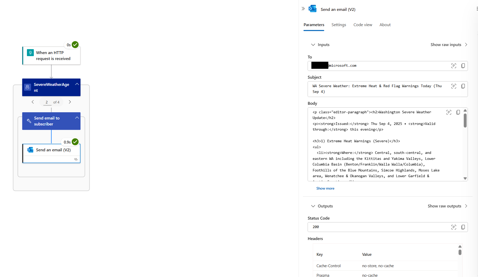 Screenshot shows inspecting the inputs and outputs of an action inside an agent tool