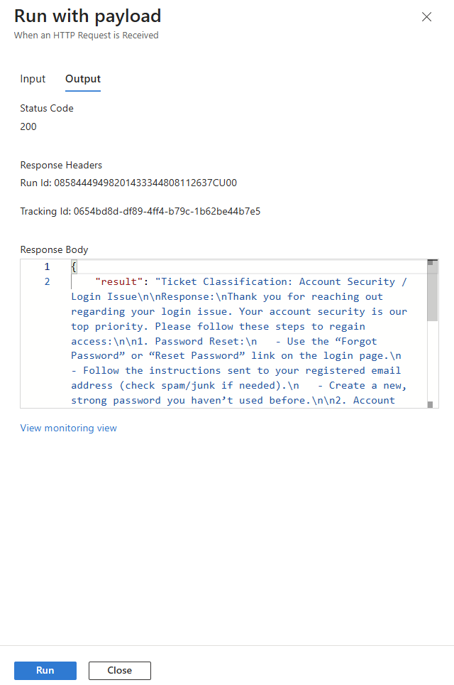 Result from routing agent.