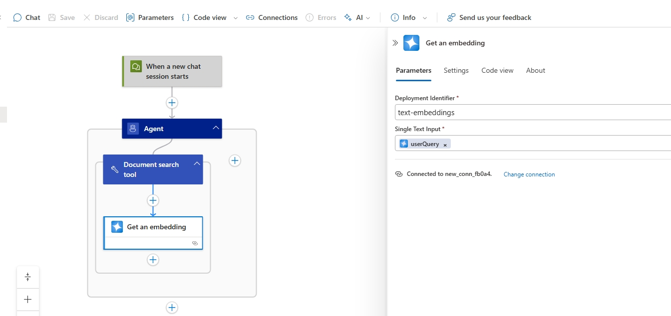 Screenshot of embedding action.