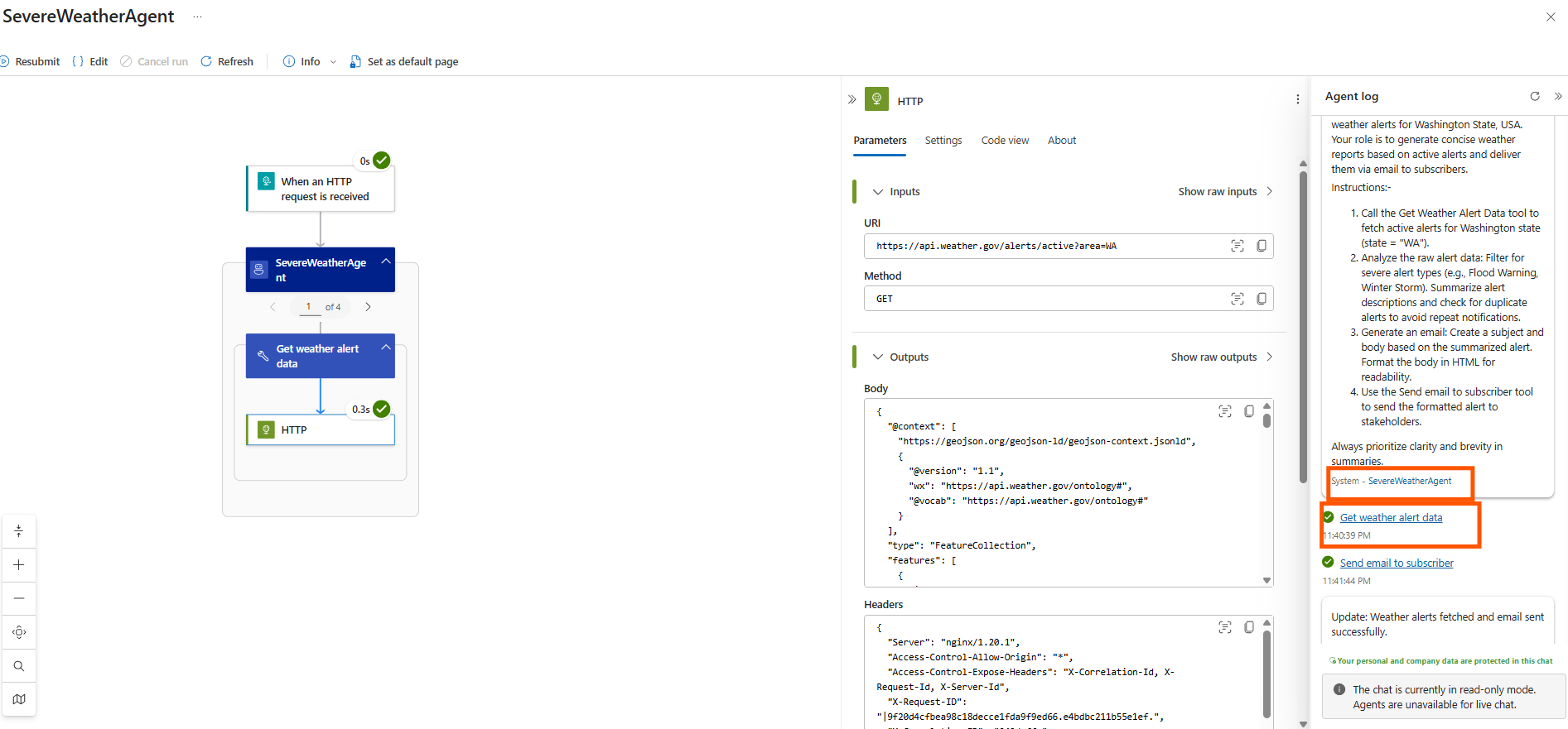 Screenshot shows the different parts of the run history