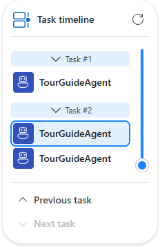 Screenshot shows the task timeline in the run history