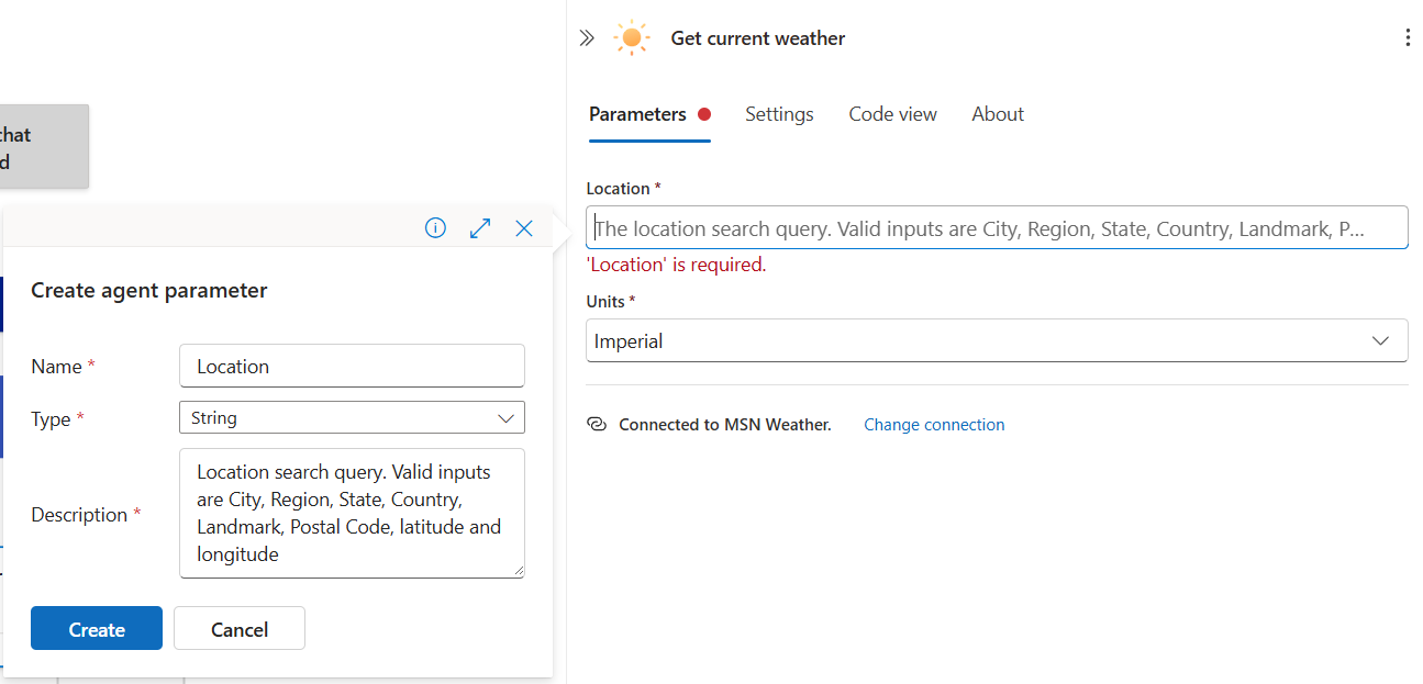 Adding agent parameter third step