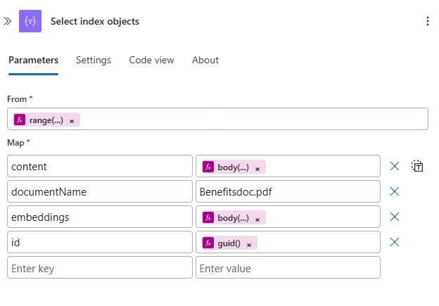 Screenshot of select action.