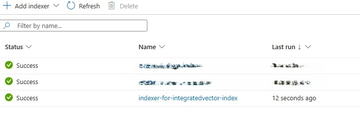 Screenshot of indexer run.