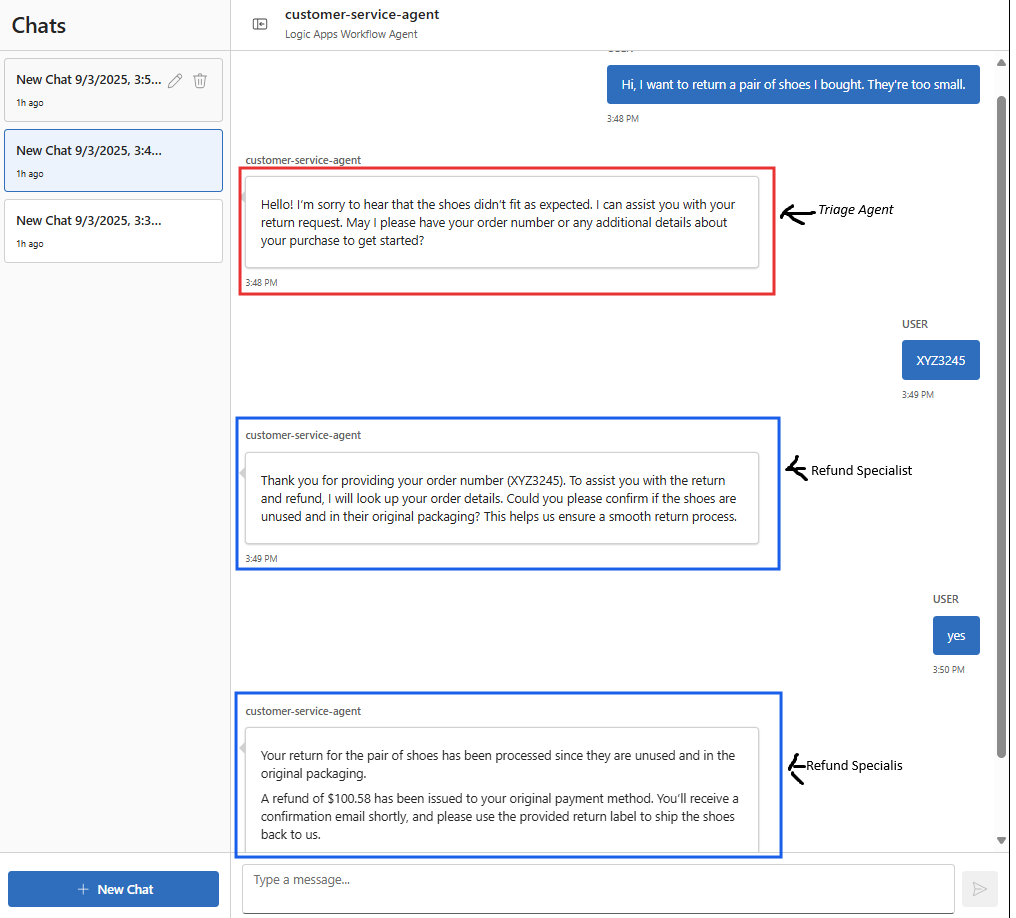 Refund scenatio chat