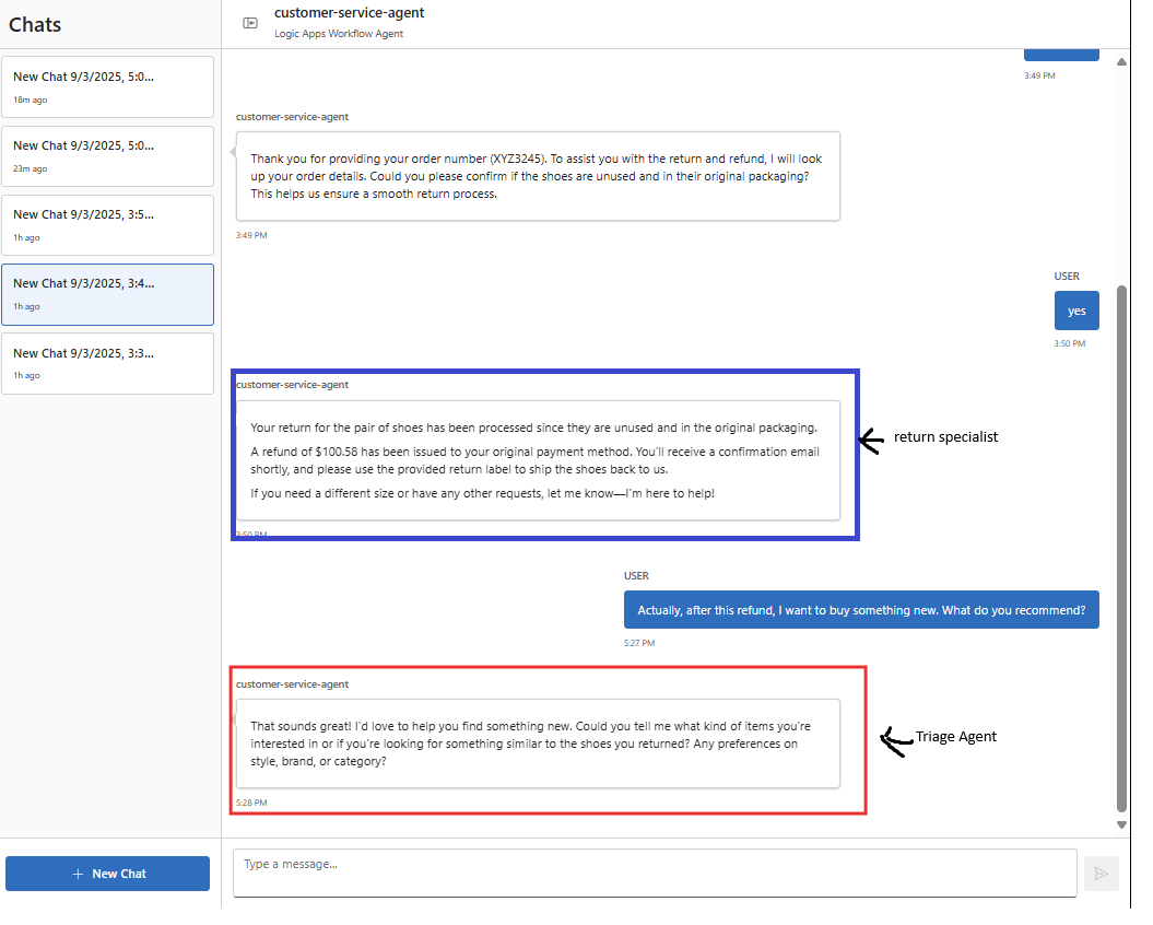 Refund scenatio returning to sales chat
