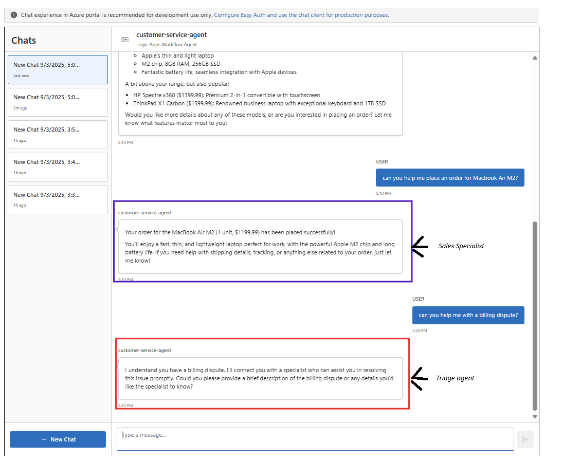 Sales returning to other question chat